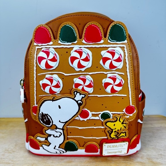 Loungefly Peanuts Snoopy Gingerbread House Mini Backpack Woodstock‎ Peppermint main image 13